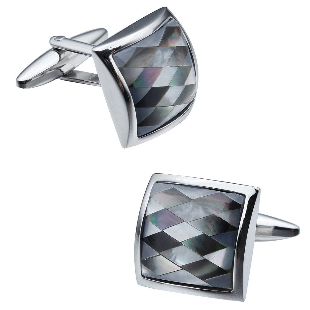 Handmade Classic Mother of Pearl Silver Cuff Links