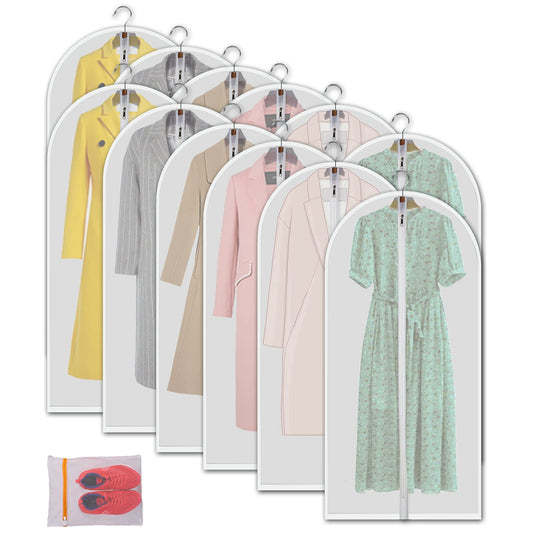Clear Garment Bags Clothes Covers Protecting Dusts (Set of 12) for Storage Plastic Garment Bags Hanging Clothes Bags Dress Bag for Gowns Long with Zipper for Closet - 24'' x 40''/12 Pack