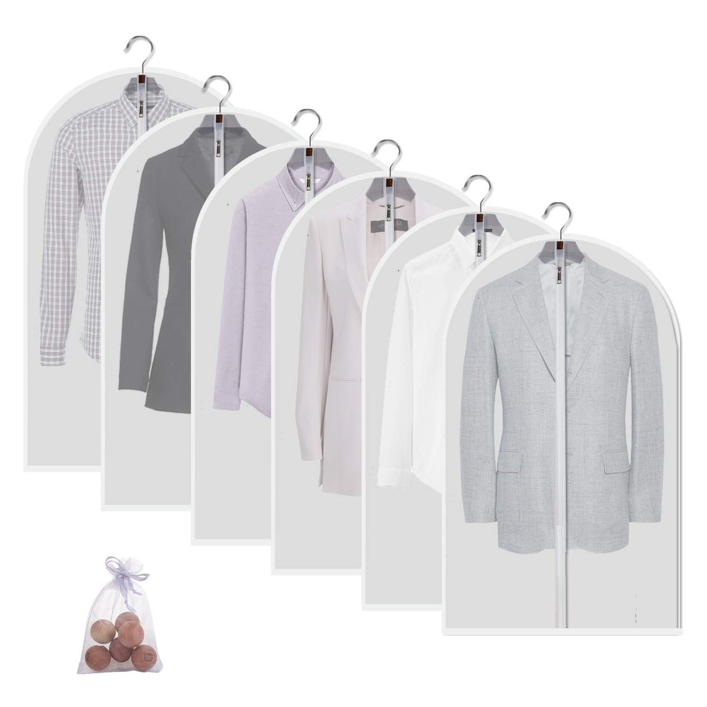 Clear Garment Bags Clothes Covers Protecting Dusts (Set of 12) for Storage Plastic Garment Bags Hanging Clothes Bags Dress Bag for Gowns Long with Zipper for Closet - 24'' x 40''/12 Pack