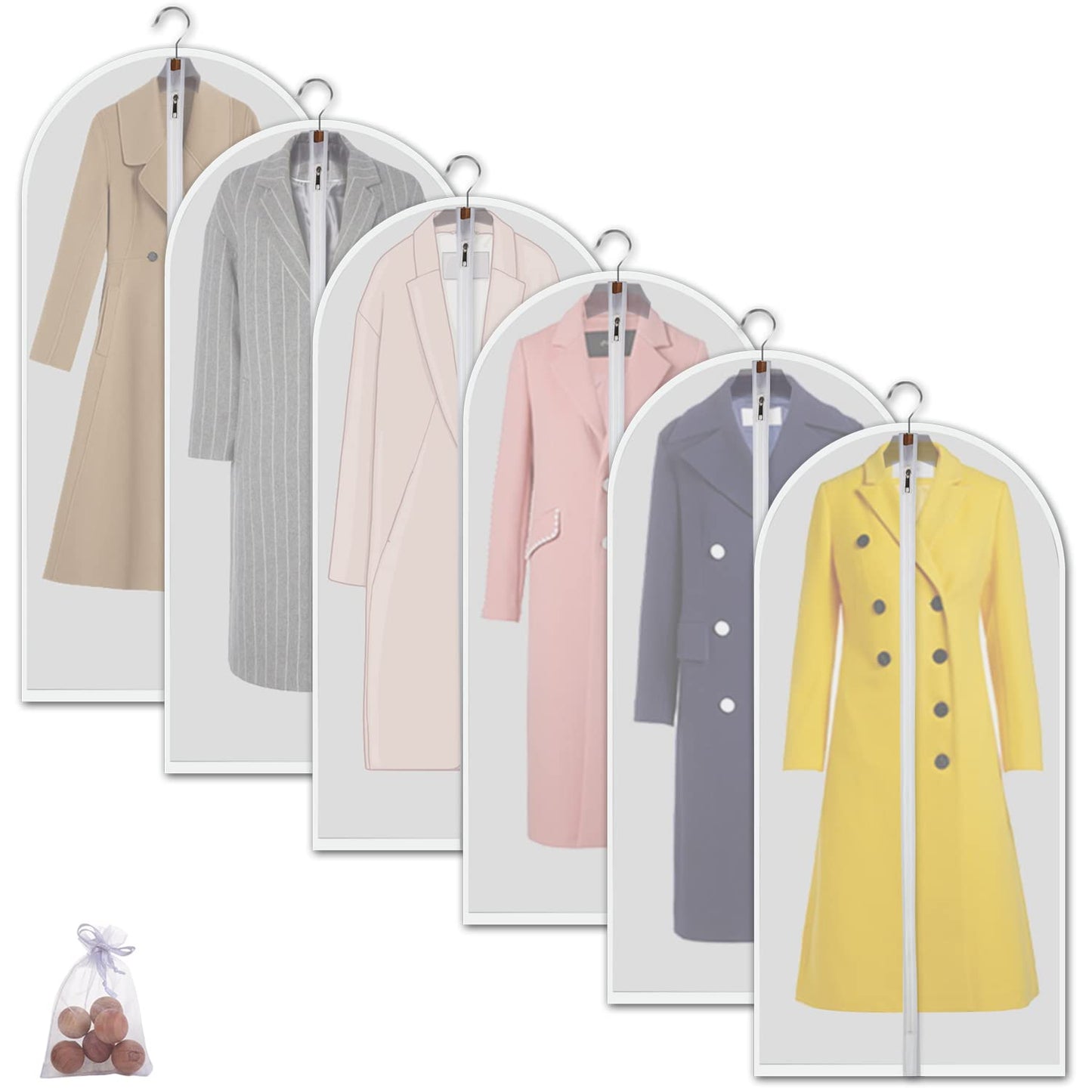 Clear Garment Bags Clothes Covers Protecting Dusts (Set of 12) for Storage Plastic Garment Bags Hanging Clothes Bags Dress Bag for Gowns Long with Zipper for Closet - 24'' x 40''/12 Pack