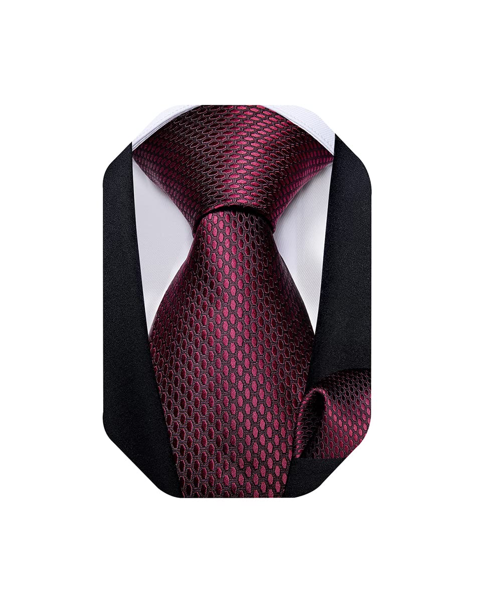 Mens Solid Color Tie and Pocket Square Set Woven Silk Plain Necktie & Handkerchief for Men Wedding Party Formal