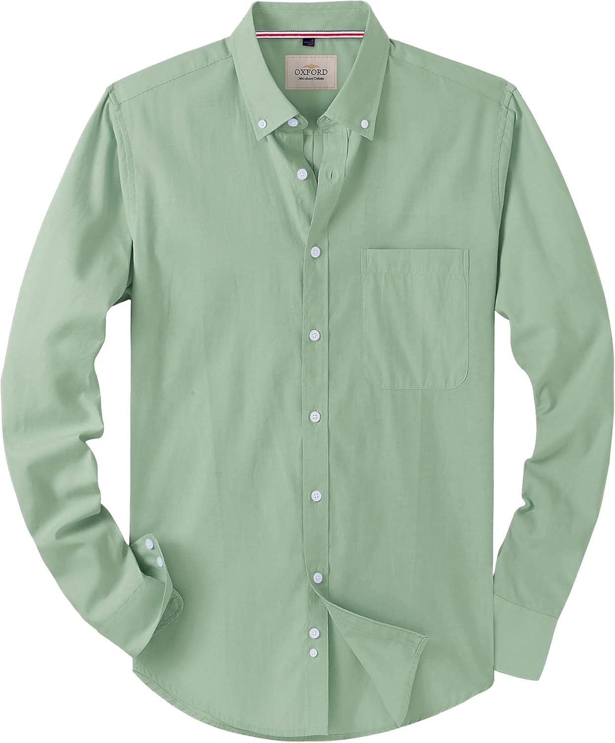 Alimens & Gentle Mens Solid Oxford Shirt Long Sleeve Dress Shirt Work Casual Button Down Shirts with Pocket