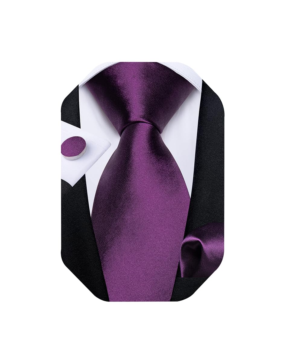 Mens Solid Color Tie and Pocket Square Set Woven Silk Plain Necktie & Handkerchief for Men Wedding Party Formal