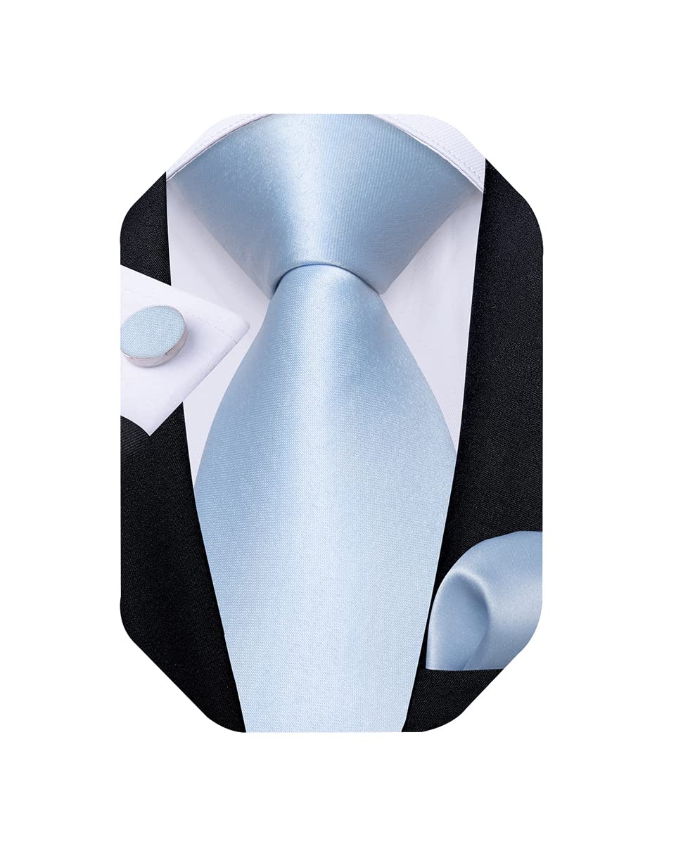 Mens Solid Color Tie and Pocket Square Set Woven Silk Plain Necktie & Handkerchief for Men Wedding Party Formal