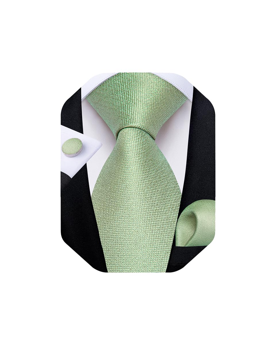 Mens Solid Color Tie and Pocket Square Set Woven Silk Plain Necktie & Handkerchief for Men Wedding Party Formal