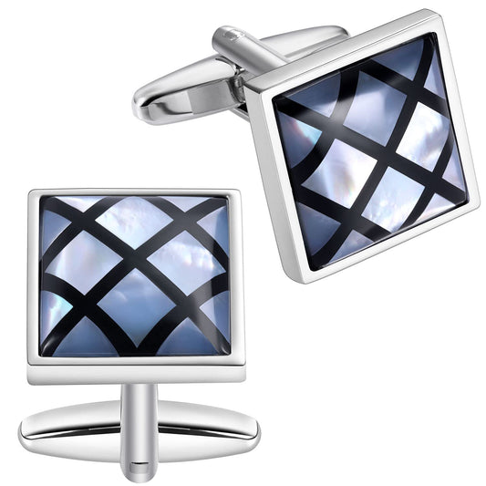 Handmade Classic Mother of Pearl Silver Cuff Links