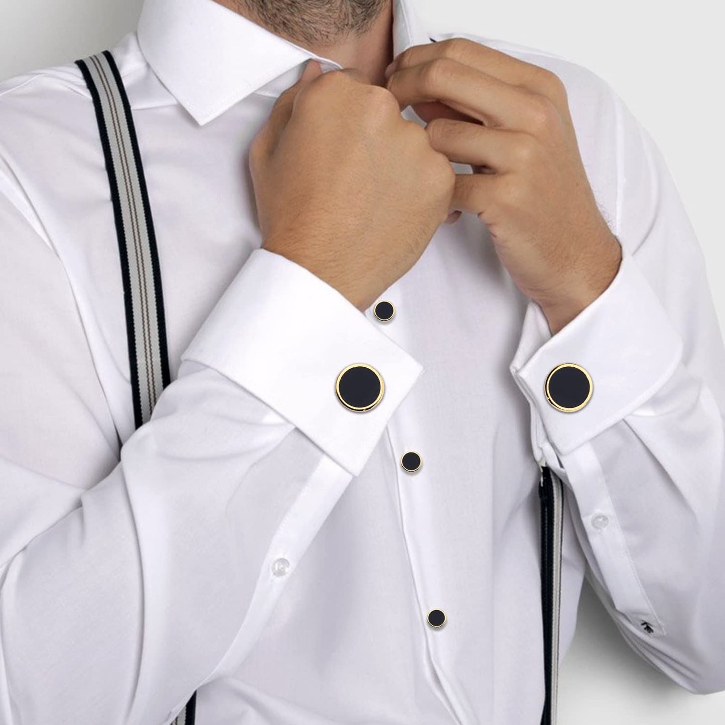 Fashion Mother-of-Pearl Tuxedo Shirt Button and Cufflink Set