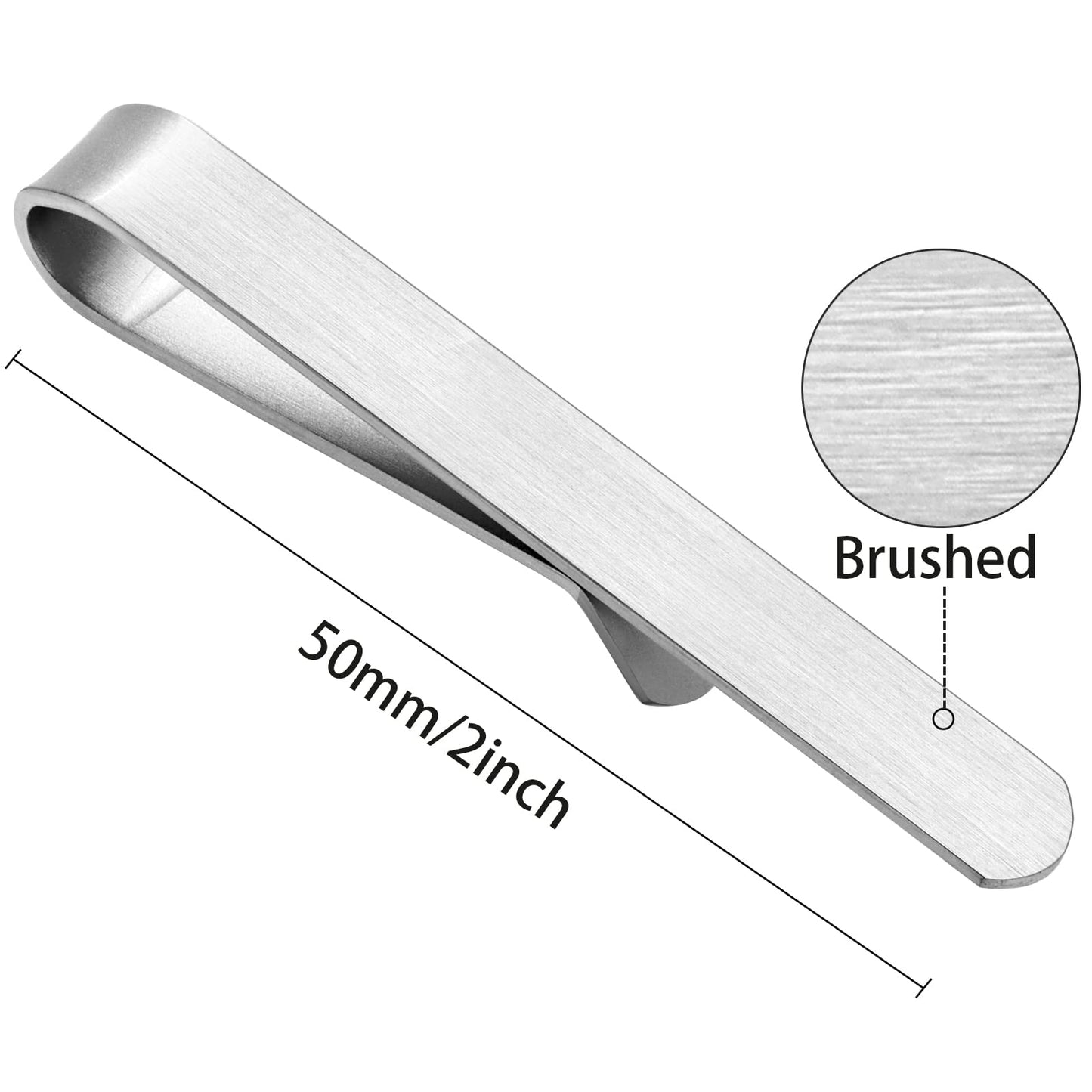 Skinny Tie Clip Bar Set, 2 Inch Tie Clip for Men - Wedding, Meeting, Party Gift Set