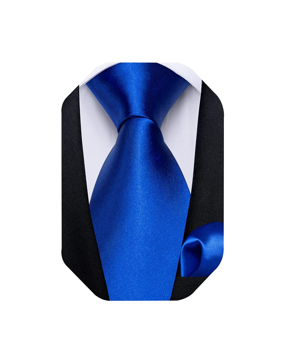 Mens Solid Color Tie and Pocket Square Set Woven Silk Plain Necktie & Handkerchief for Men Wedding Party Formal
