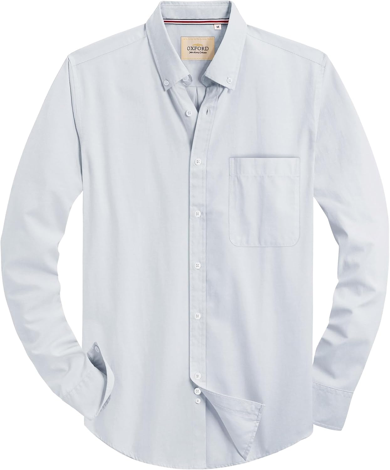 Alimens & Gentle Mens Solid Oxford Shirt Long Sleeve Dress Shirt Work Casual Button Down Shirts with Pocket