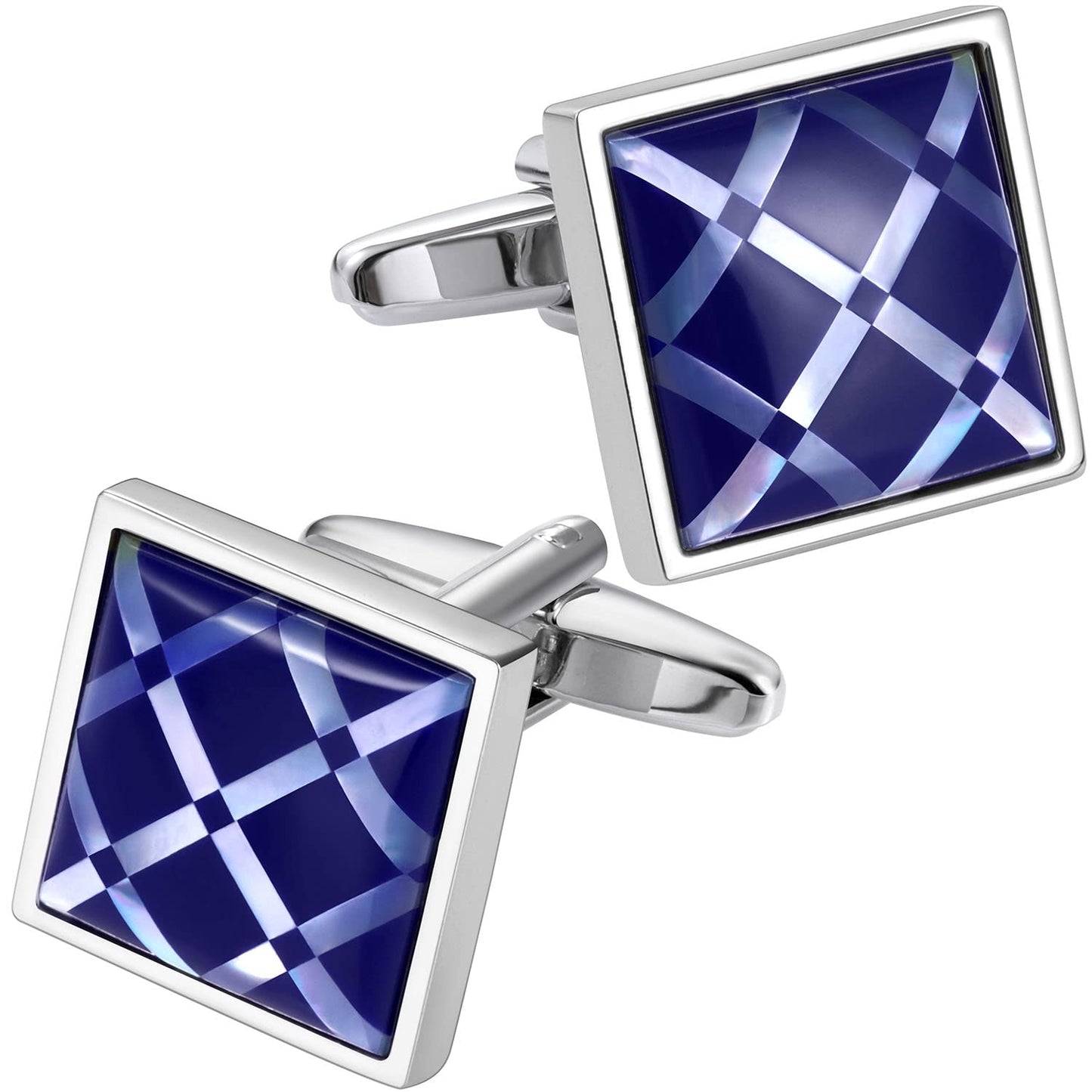 Handmade Classic Mother of Pearl Silver Cuff Links
