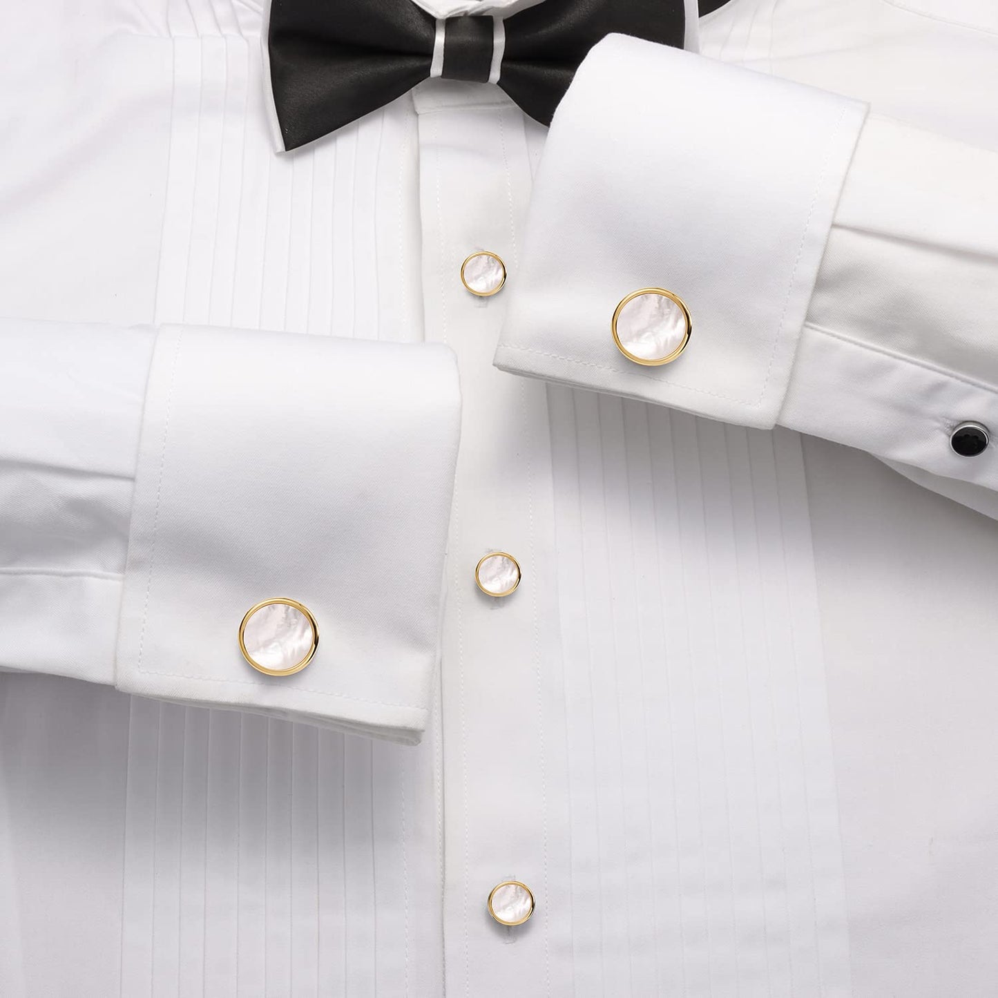 Fashion Mother-of-Pearl Tuxedo Shirt Button and Cufflink Set