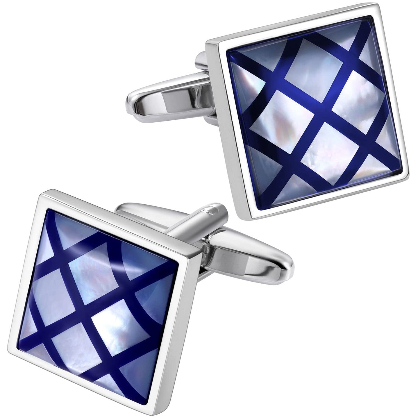 Handmade Classic Mother of Pearl Silver Cuff Links