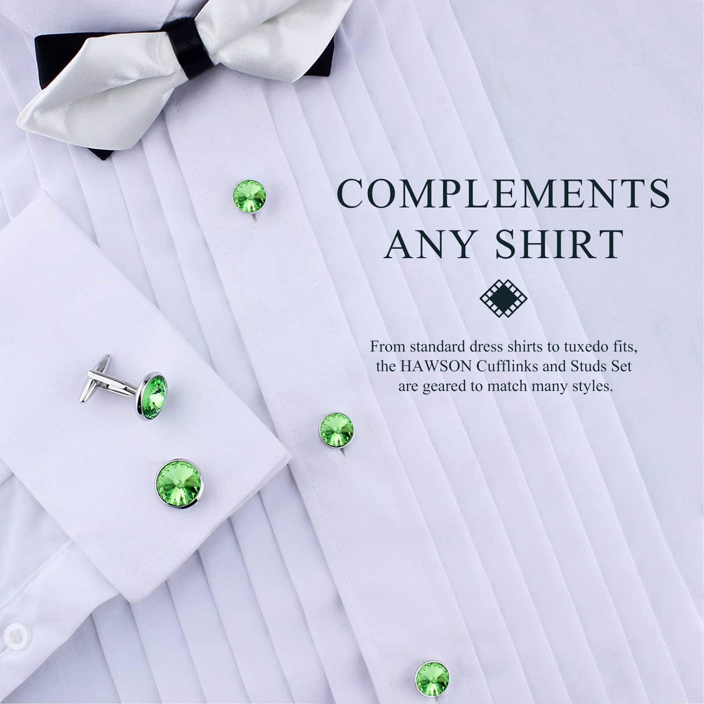 Cufflinks for Men with 4/6 pcs Shirt Studs Set, Gift Box Packed