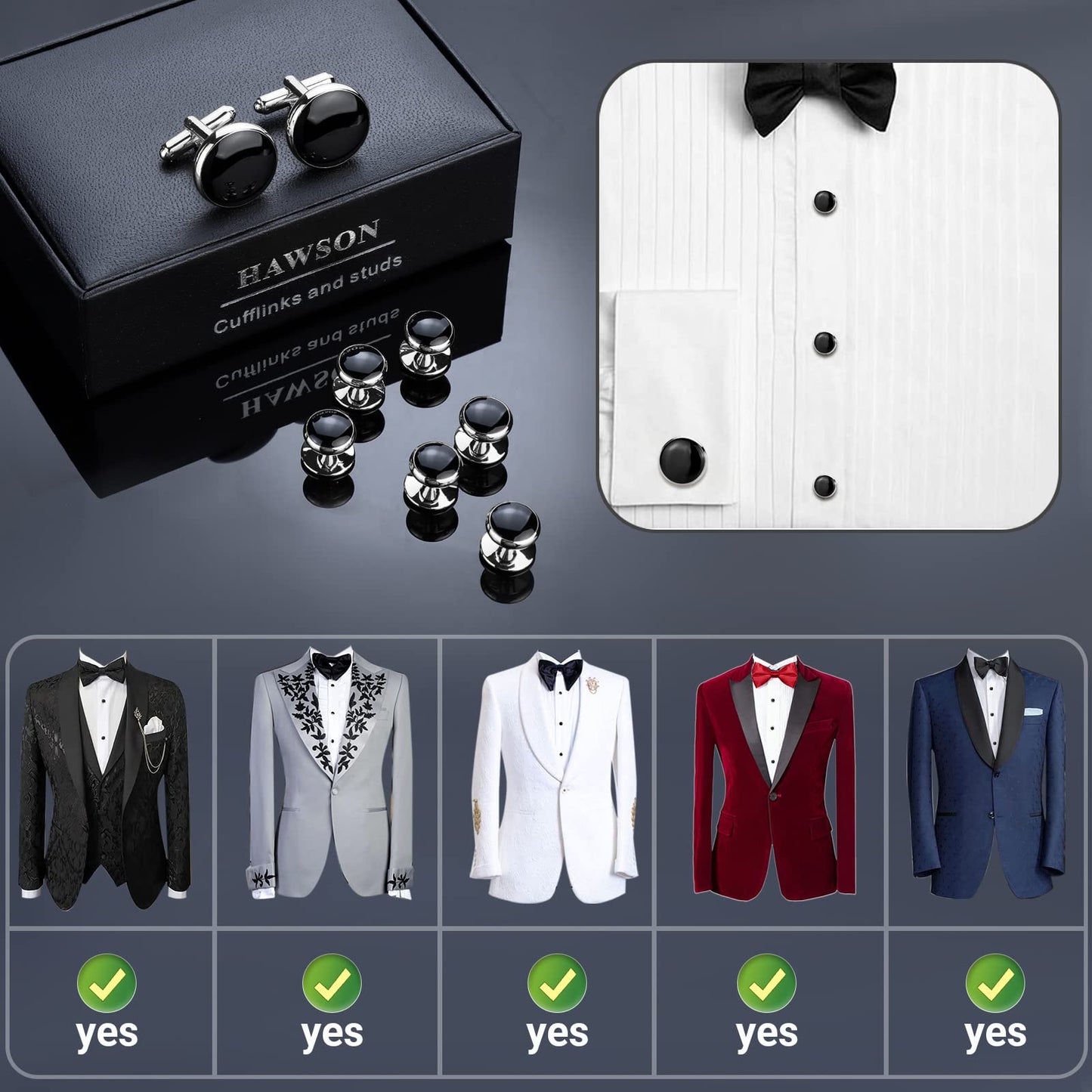 Men’s Cufflinks and Tuxedo Studs Set
