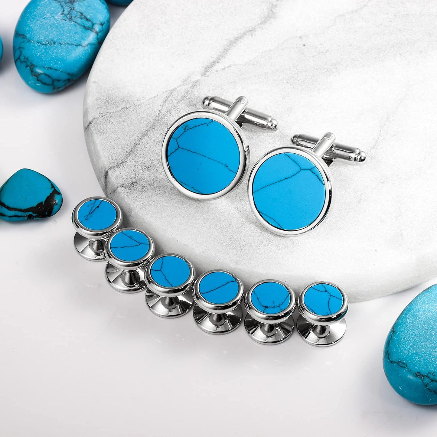 Fashion Mother-of-Pearl Tuxedo Shirt Button and Cufflink Set