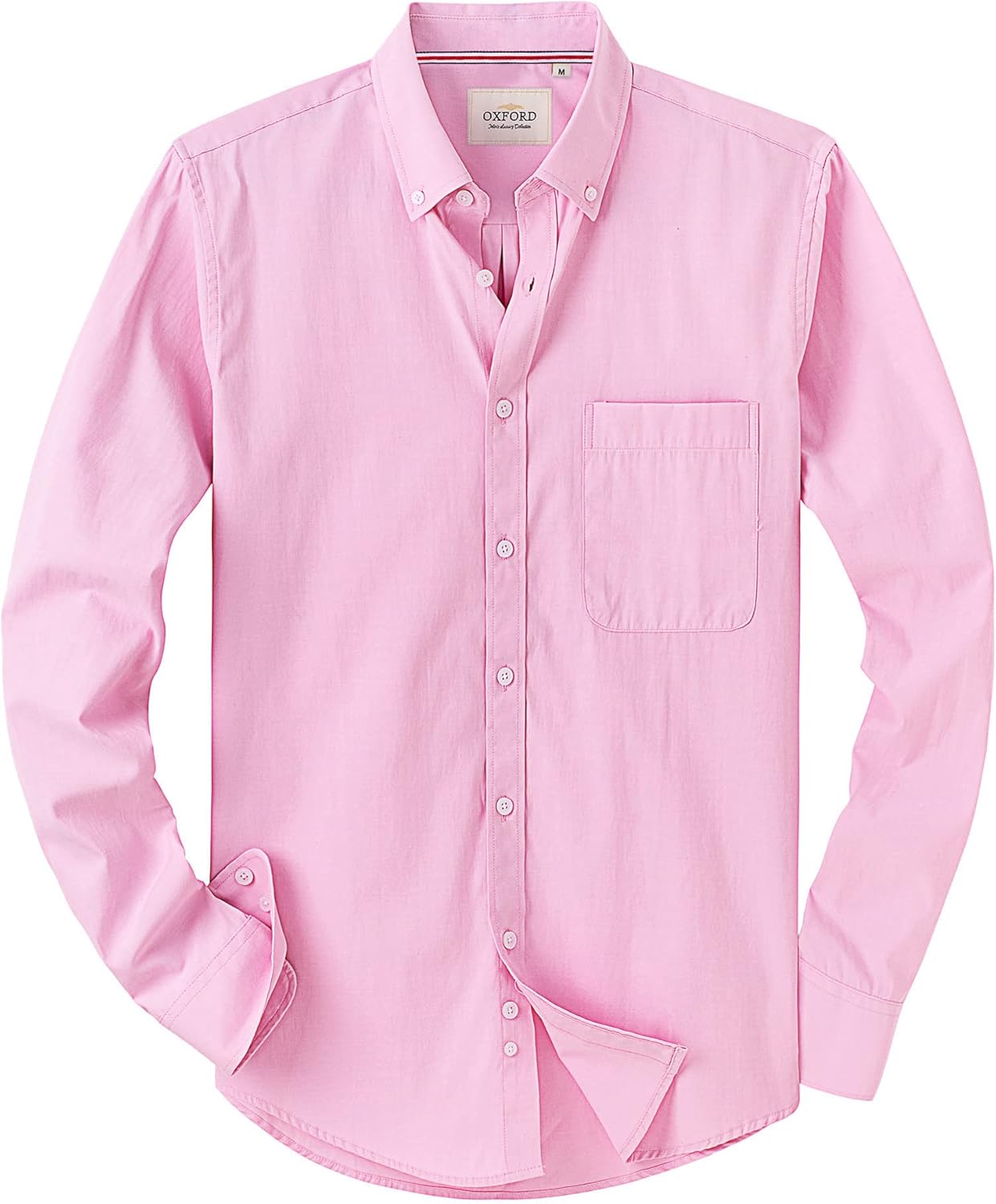 Alimens & Gentle Mens Solid Oxford Shirt Long Sleeve Dress Shirt Work Casual Button Down Shirts with Pocket