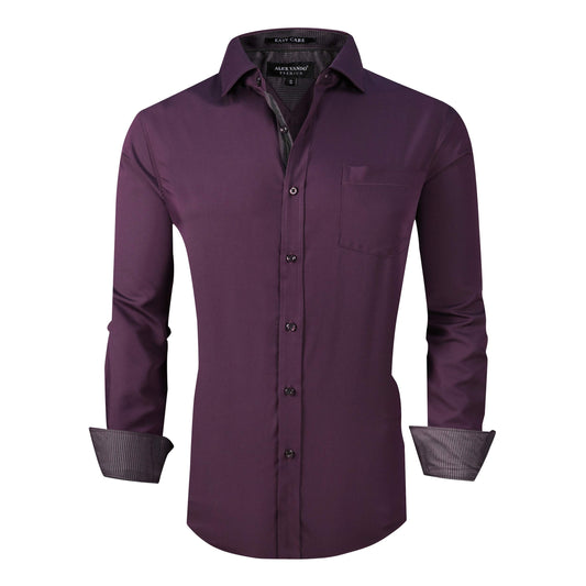 Alex Vando Mens Bamboo Dress Shirts Wrinkle Free Regular Fit Stretch Button Down Shirt