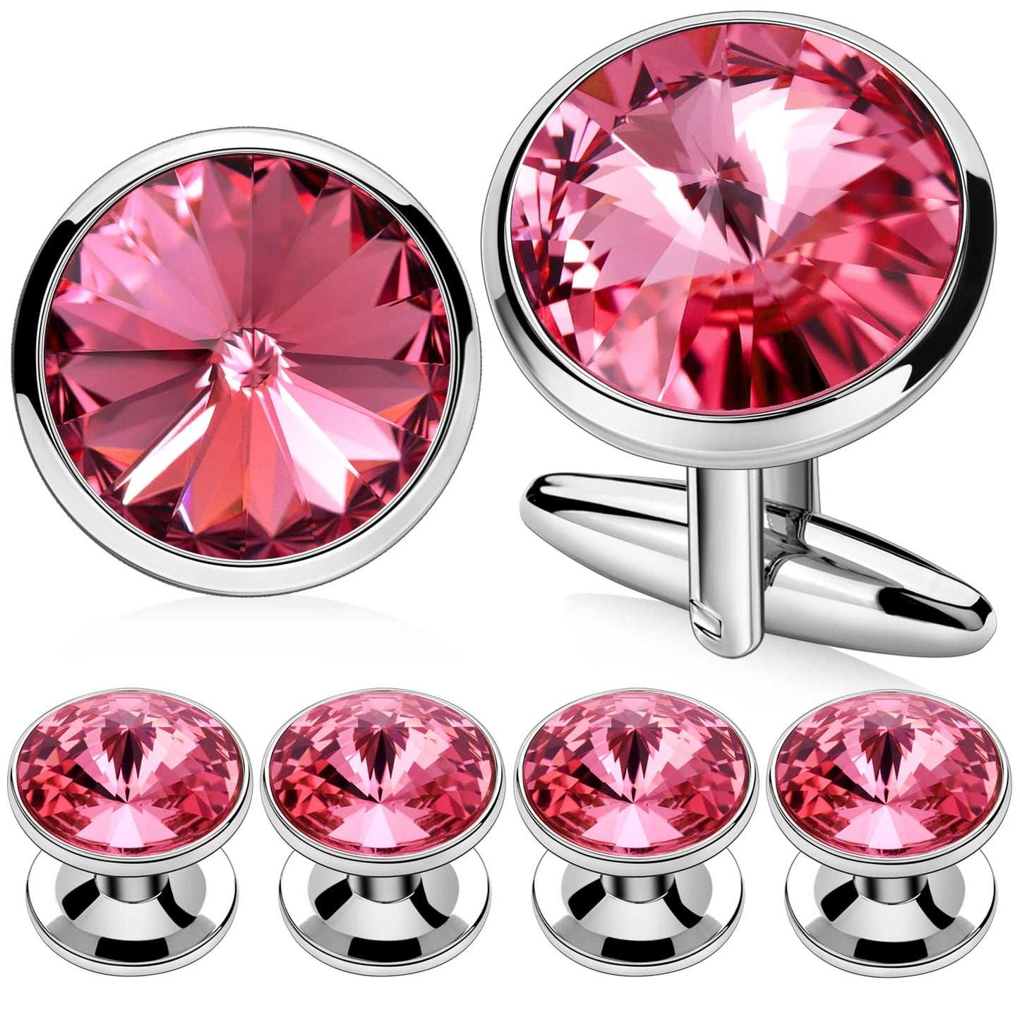 Cufflinks for Men with 4/6 pcs Shirt Studs Set, Gift Box Packed