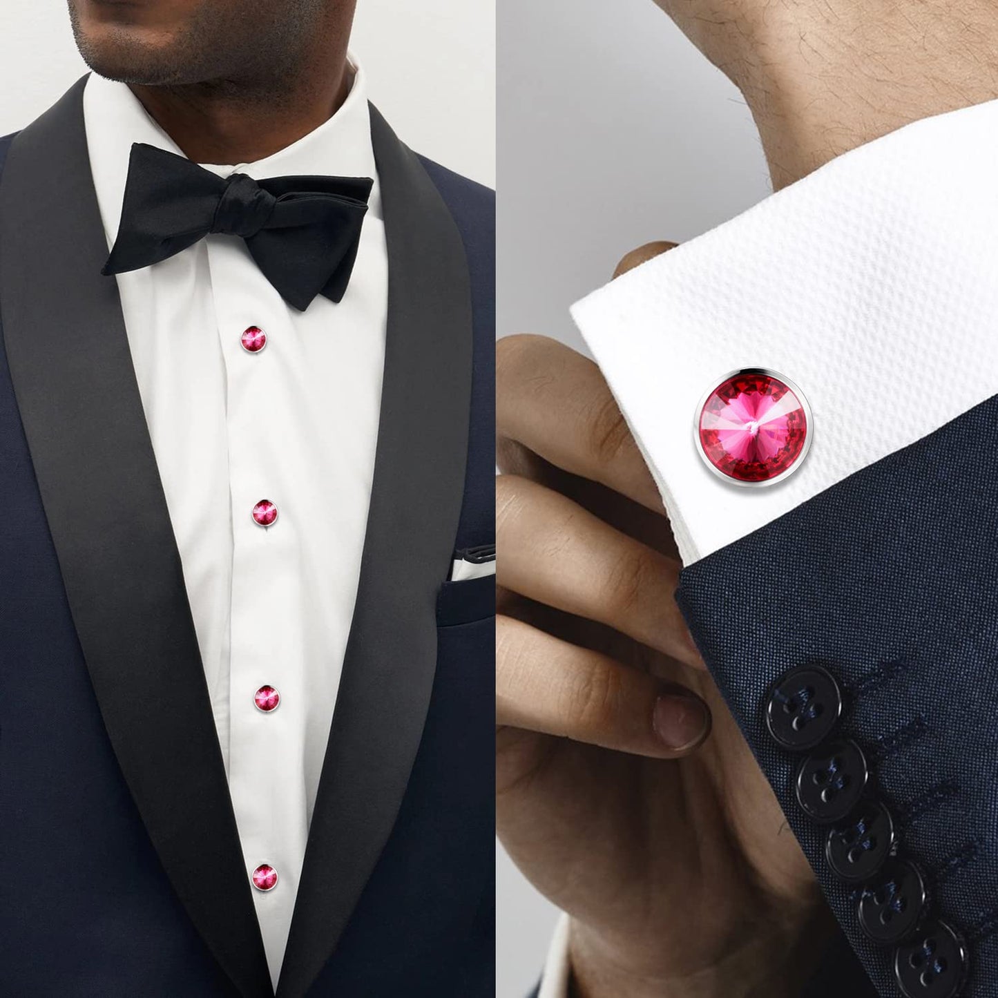 Cufflinks for Men with 4/6 pcs Shirt Studs Set, Gift Box Packed