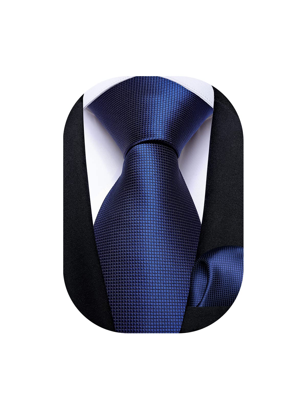 Mens Solid Color Tie and Pocket Square Set Woven Silk Plain Necktie & Handkerchief for Men Wedding Party Formal