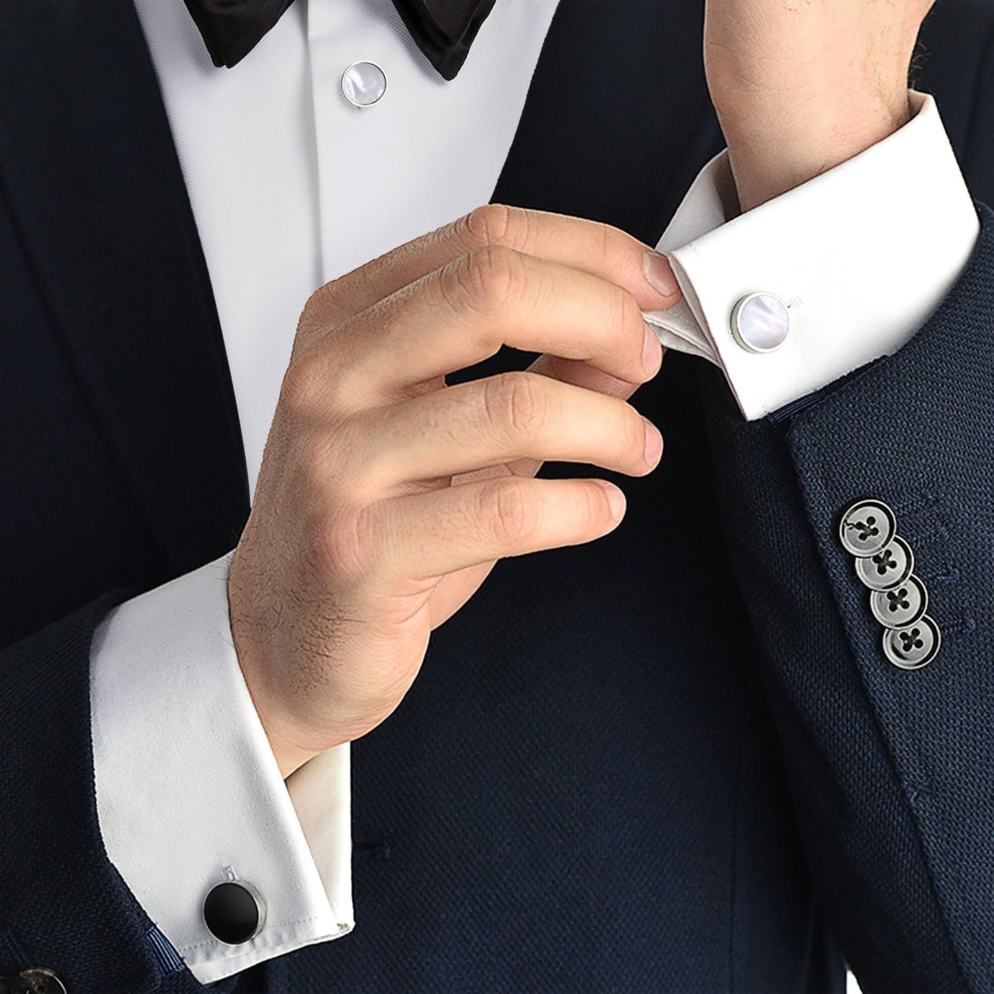 Fashion Mother-of-Pearl Tuxedo Shirt Button and Cufflink Set