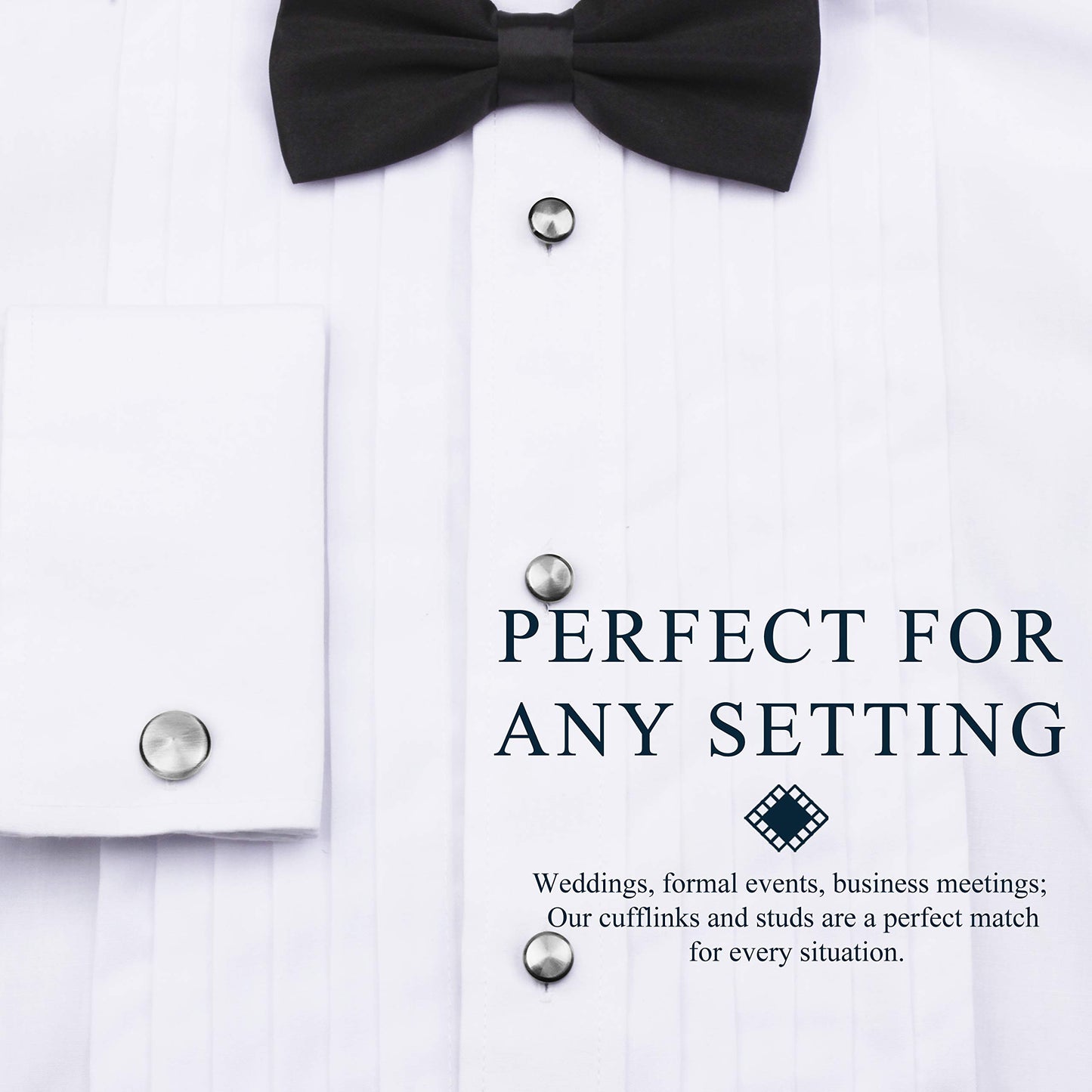 Men’s Cufflinks and Tuxedo Studs Set with Gift Box