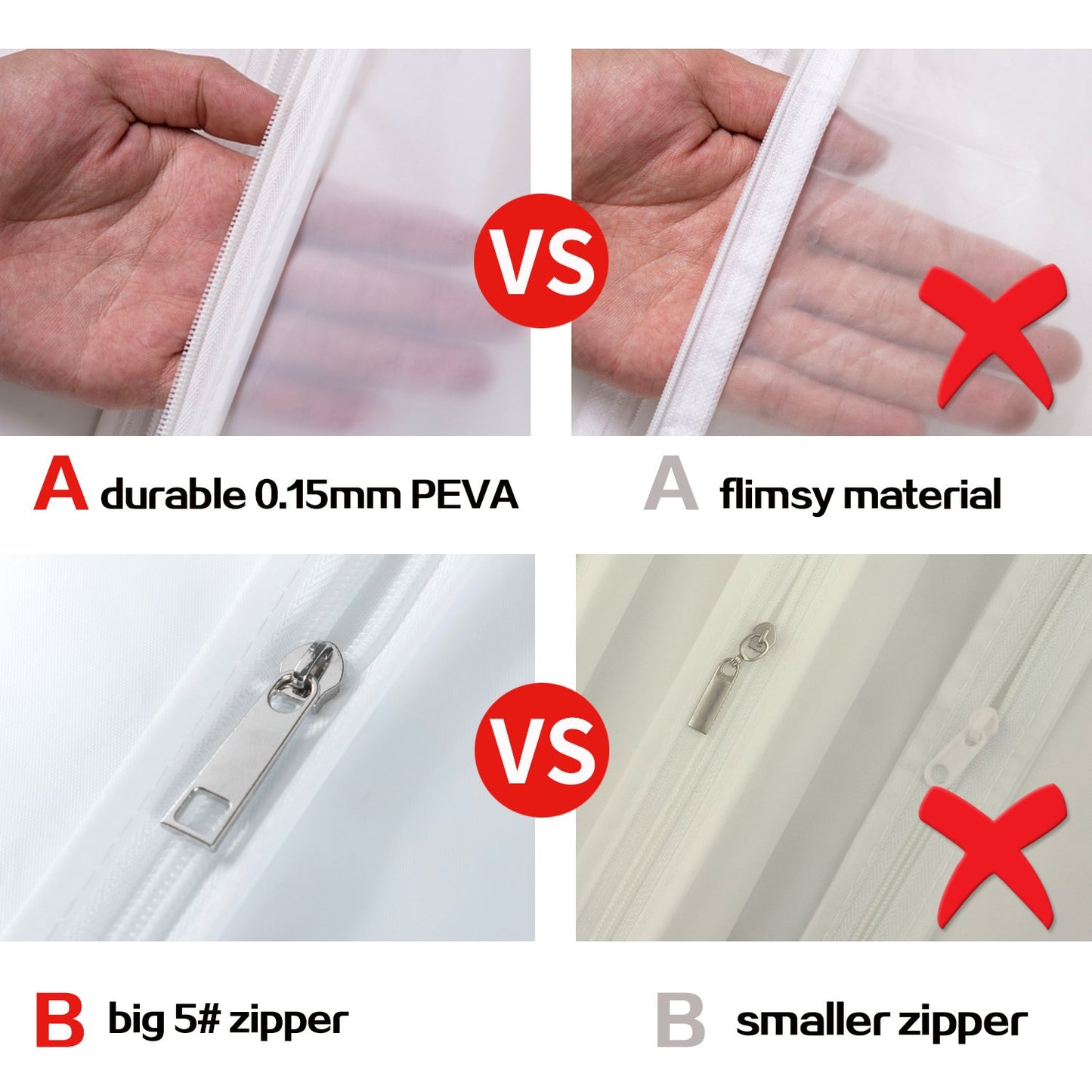 Clear Garment Bags Clothes Covers Protecting Dusts (Set of 12) for Storage Plastic Garment Bags Hanging Clothes Bags Dress Bag for Gowns Long with Zipper for Closet - 24'' x 40''/12 Pack