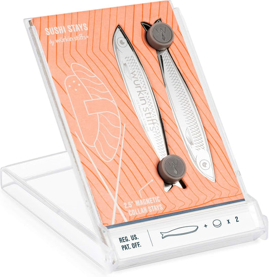 Wurkin Stiffs 2.5 inch Sushi Stays Metal Magnetic Fish Collar Stays and Magnets with storage case