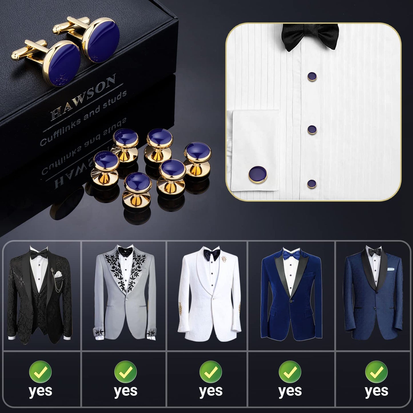 Men’s Cufflinks and Tuxedo Studs Set
