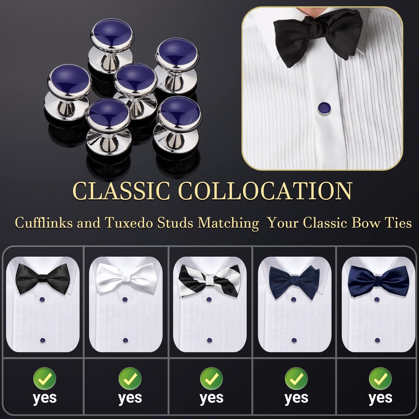 Men’s Cufflinks and Tuxedo Studs Set