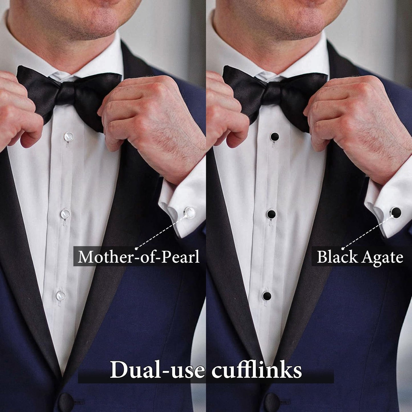 Fashion Mother-of-Pearl Tuxedo Shirt Button and Cufflink Set