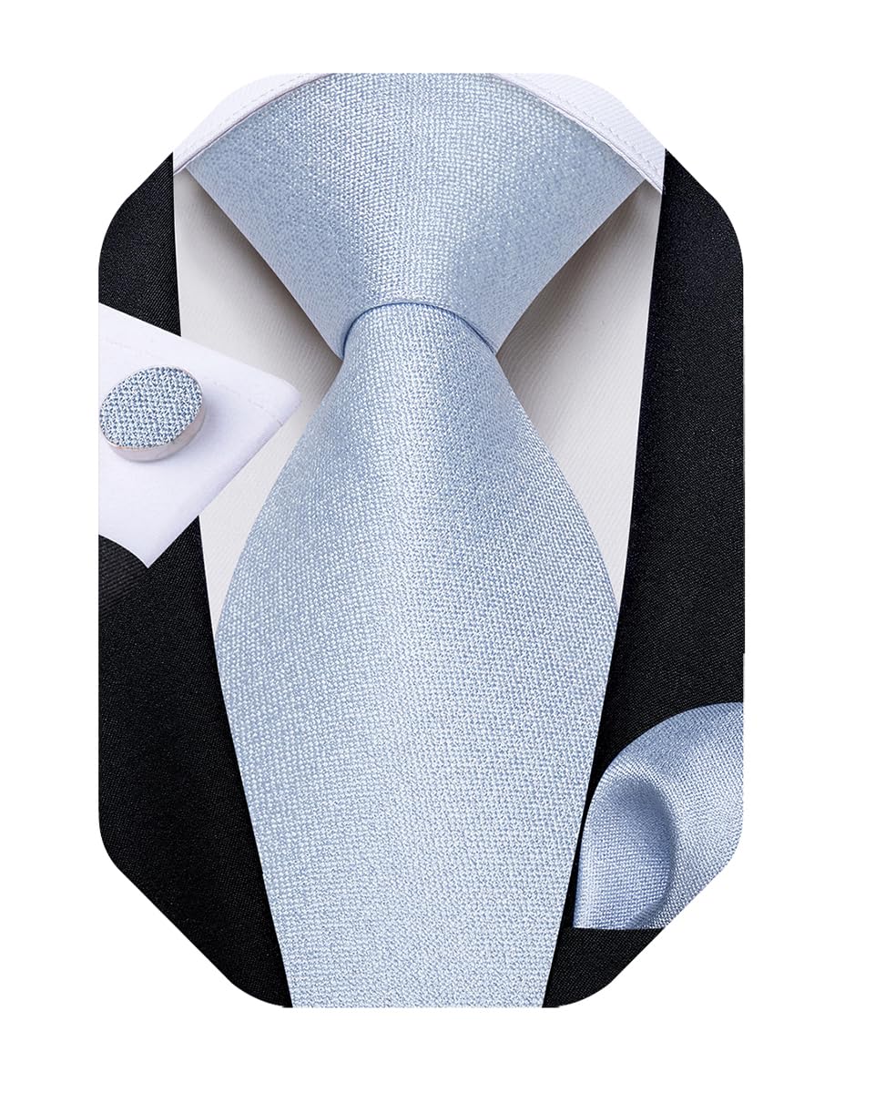 Mens Solid Color Tie and Pocket Square Set Woven Silk Plain Necktie & Handkerchief for Men Wedding Party Formal