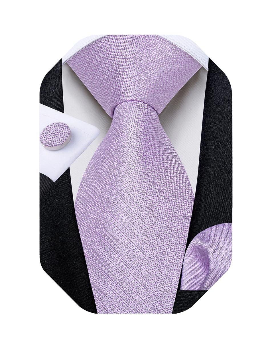 Mens Solid Color Tie and Pocket Square Set Woven Silk Plain Necktie & Handkerchief for Men Wedding Party Formal