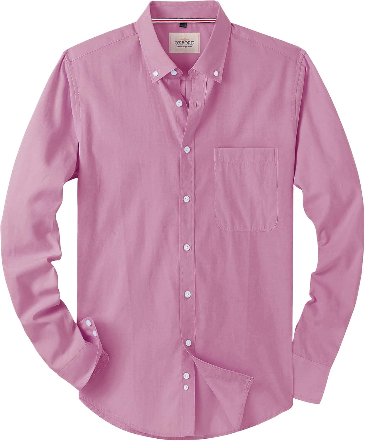 Alimens & Gentle Mens Solid Oxford Shirt Long Sleeve Dress Shirt Work Casual Button Down Shirts with Pocket
