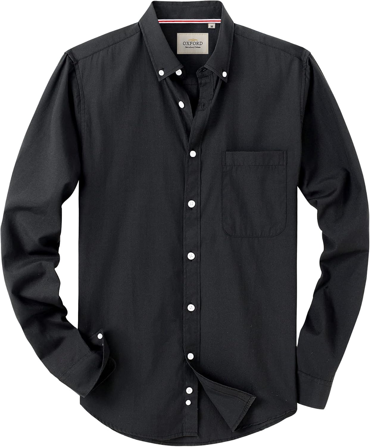 Alimens & Gentle Mens Solid Oxford Shirt Long Sleeve Dress Shirt Work Casual Button Down Shirts with Pocket