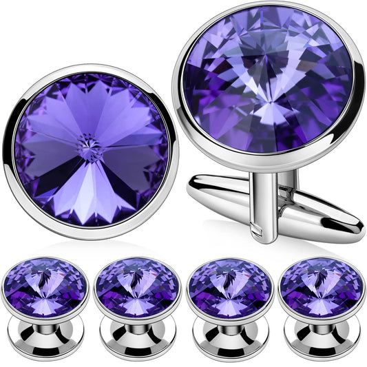 Cufflinks for Men with 4/6 pcs Shirt Studs Set, Gift Box Packed