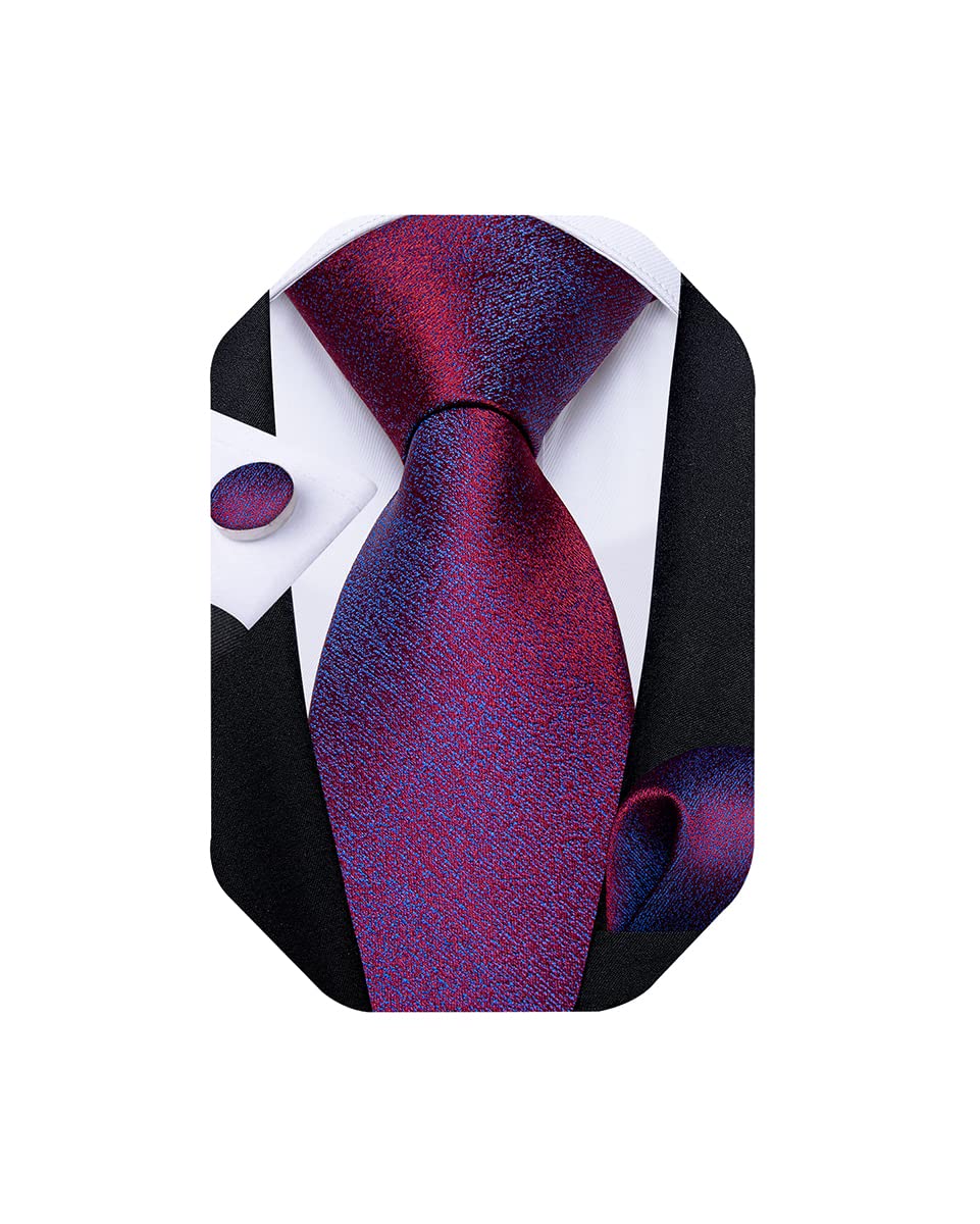 Mens Solid Color Tie and Pocket Square Set Woven Silk Plain Necktie & Handkerchief for Men Wedding Party Formal