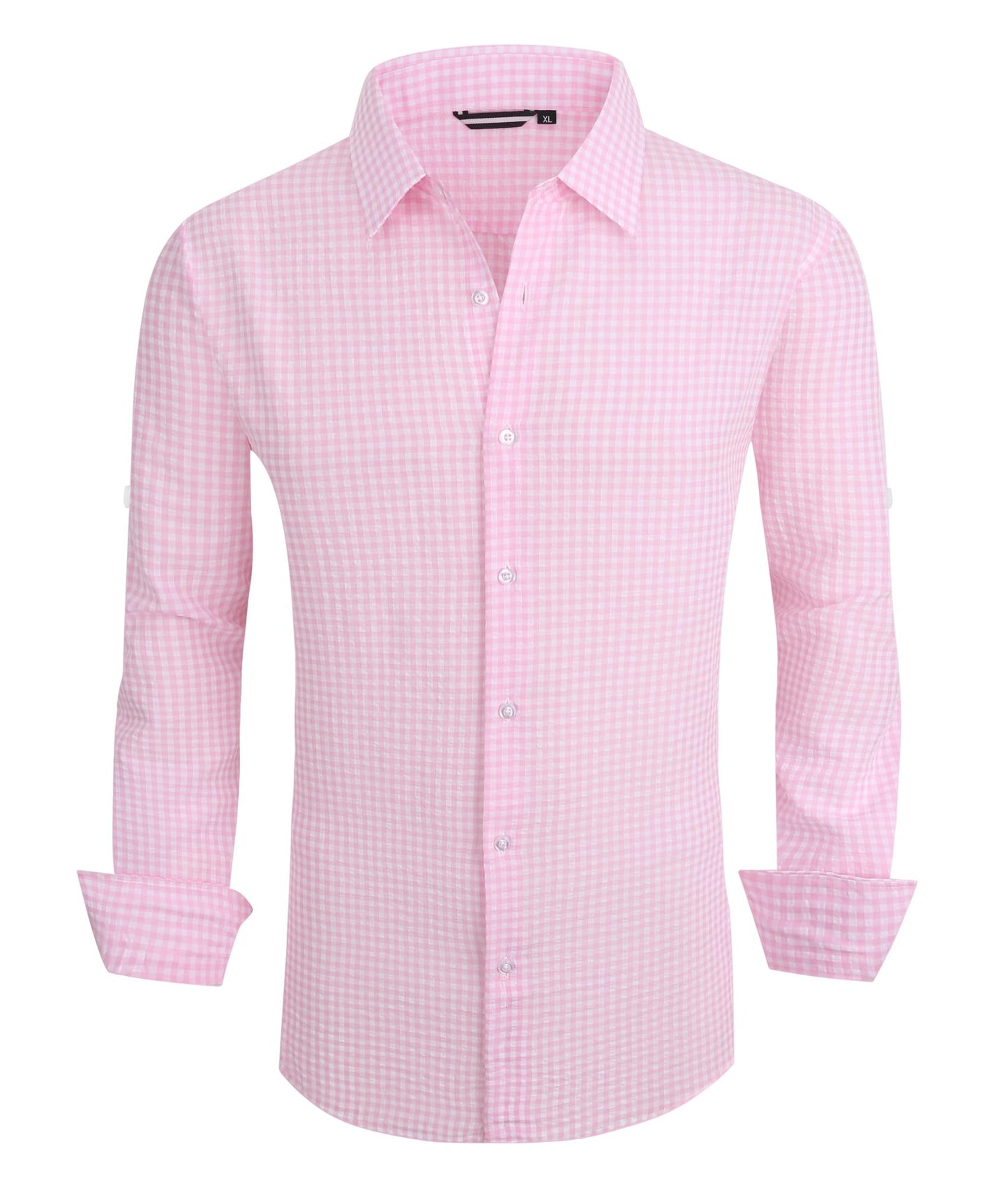 Alex Vando Mens Seersucker Dress Shirts Striped Business Casual Cotton Shirts for Men