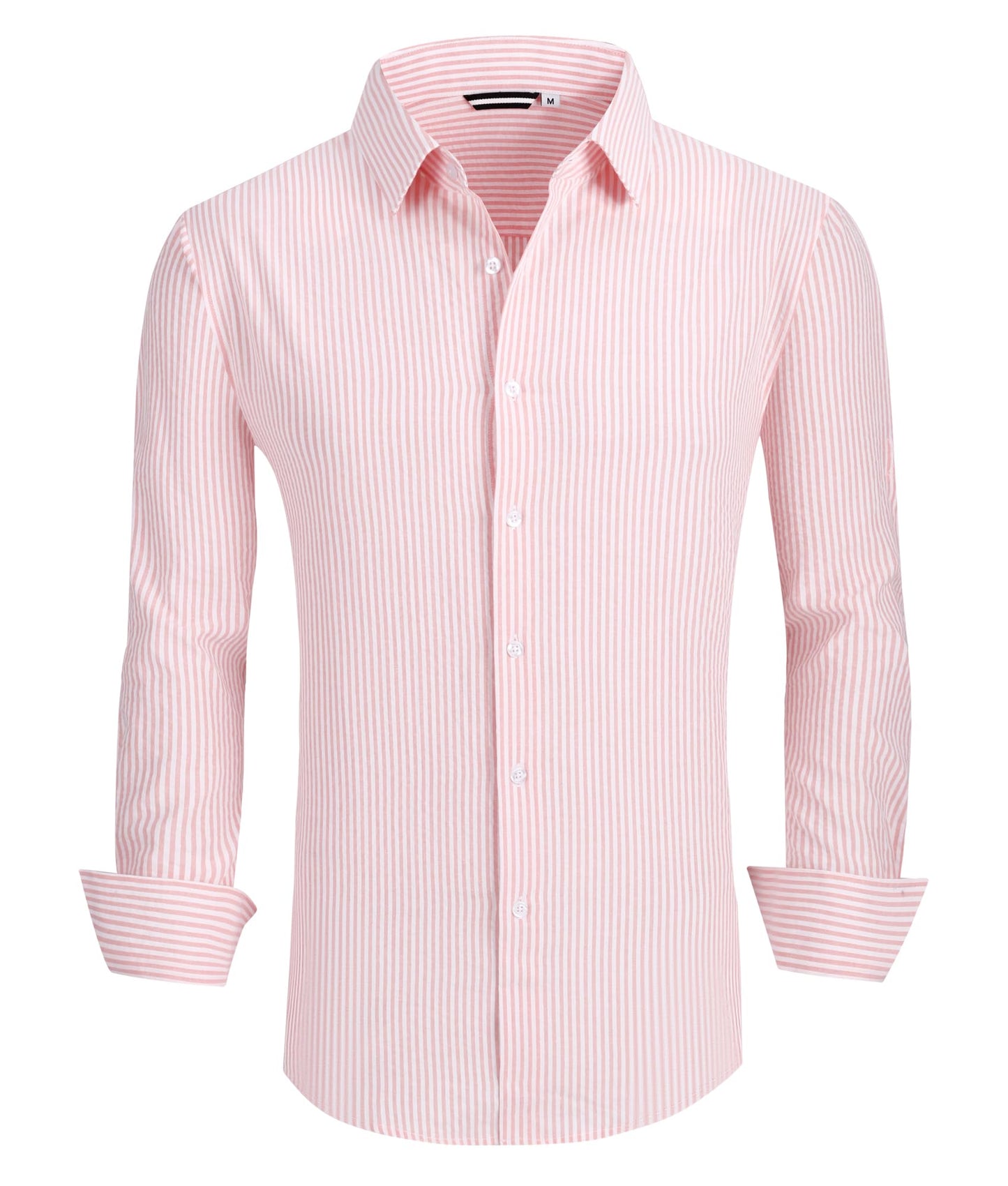 Alex Vando Mens Seersucker Dress Shirts Striped Business Casual Cotton Shirts for Men