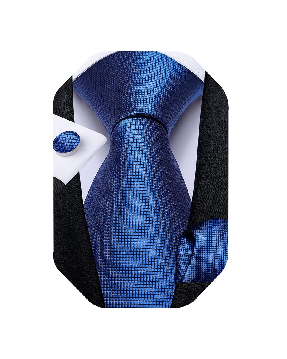 Mens Solid Color Tie and Pocket Square Set Woven Silk Plain Necktie & Handkerchief for Men Wedding Party Formal