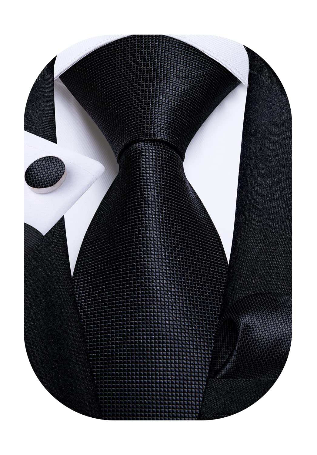 Mens Solid Color Tie and Pocket Square Set Woven Silk Plain Necktie & Handkerchief for Men Wedding Party Formal