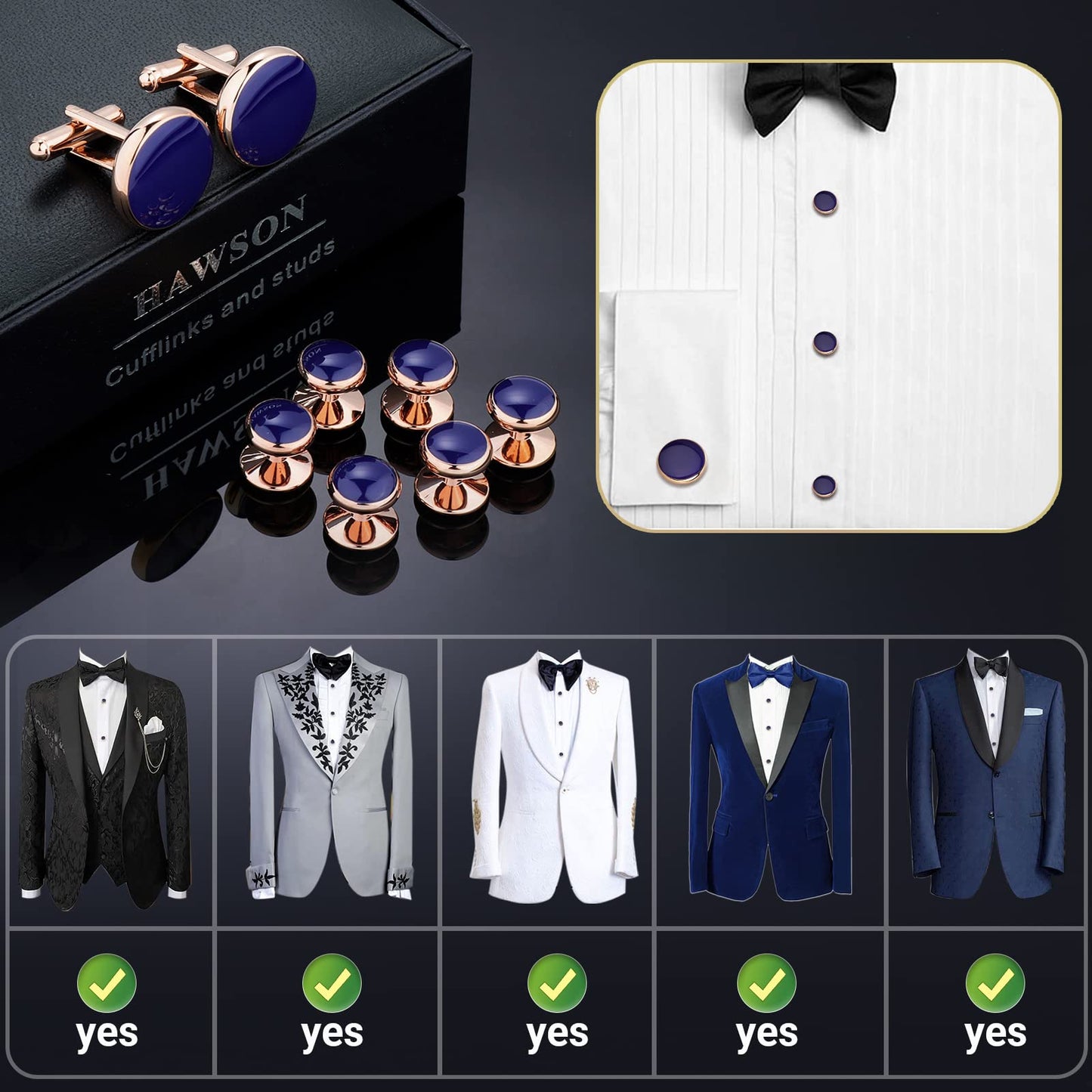 Men’s Cufflinks and Tuxedo Studs Set