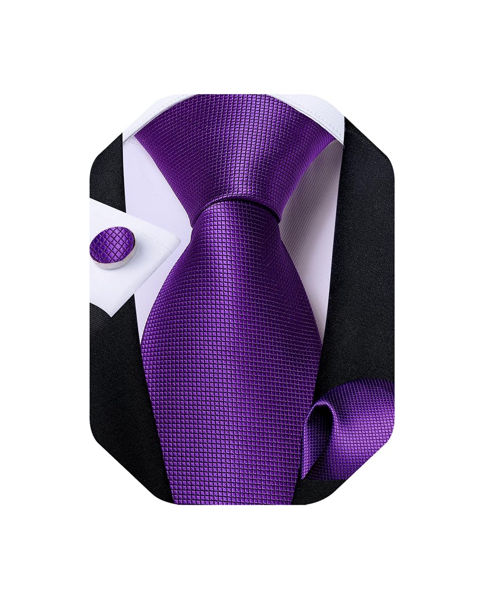 Mens Solid Color Tie and Pocket Square Set Woven Silk Plain Necktie & Handkerchief for Men Wedding Party Formal