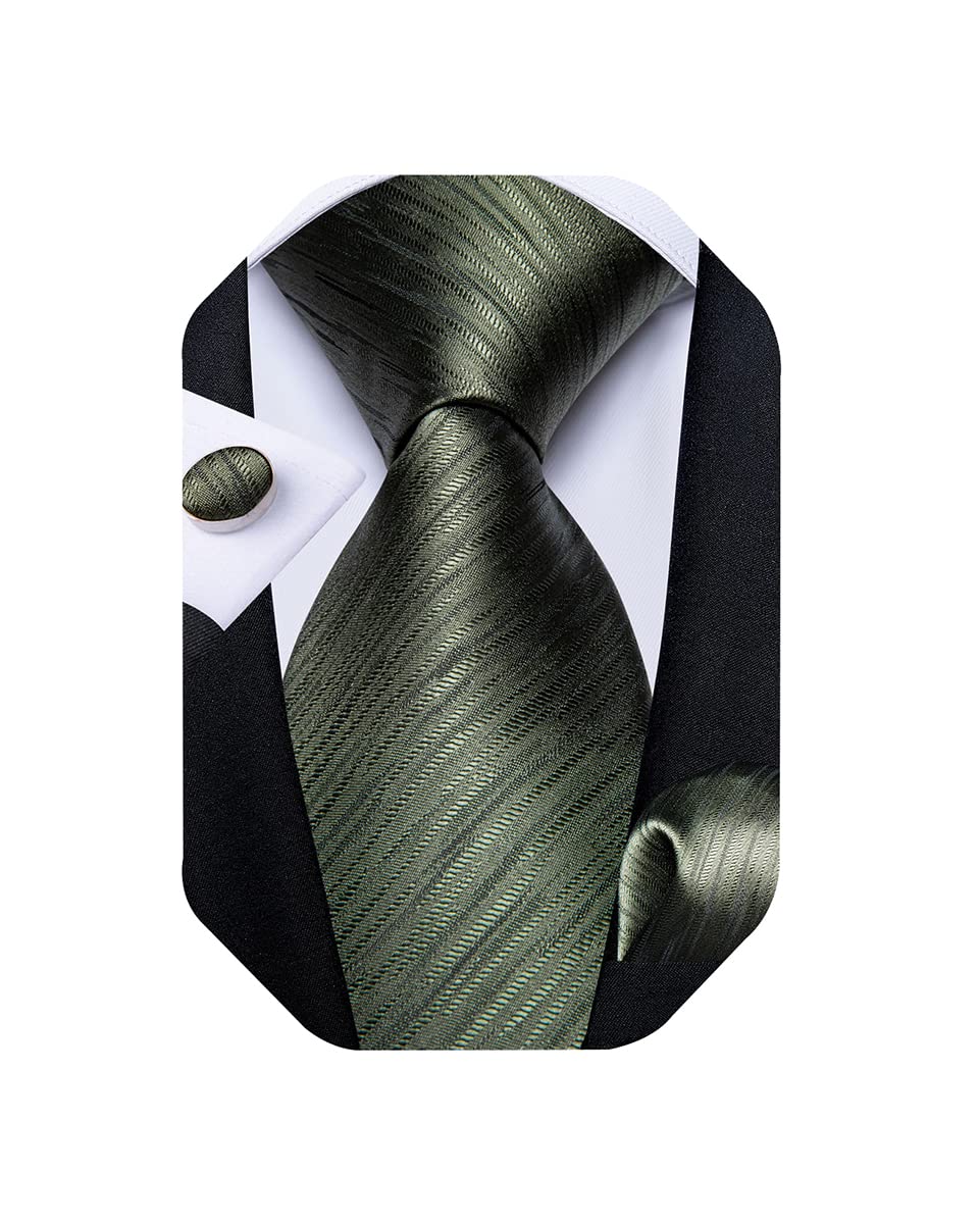 Mens Solid Color Tie and Pocket Square Set Woven Silk Plain Necktie & Handkerchief for Men Wedding Party Formal