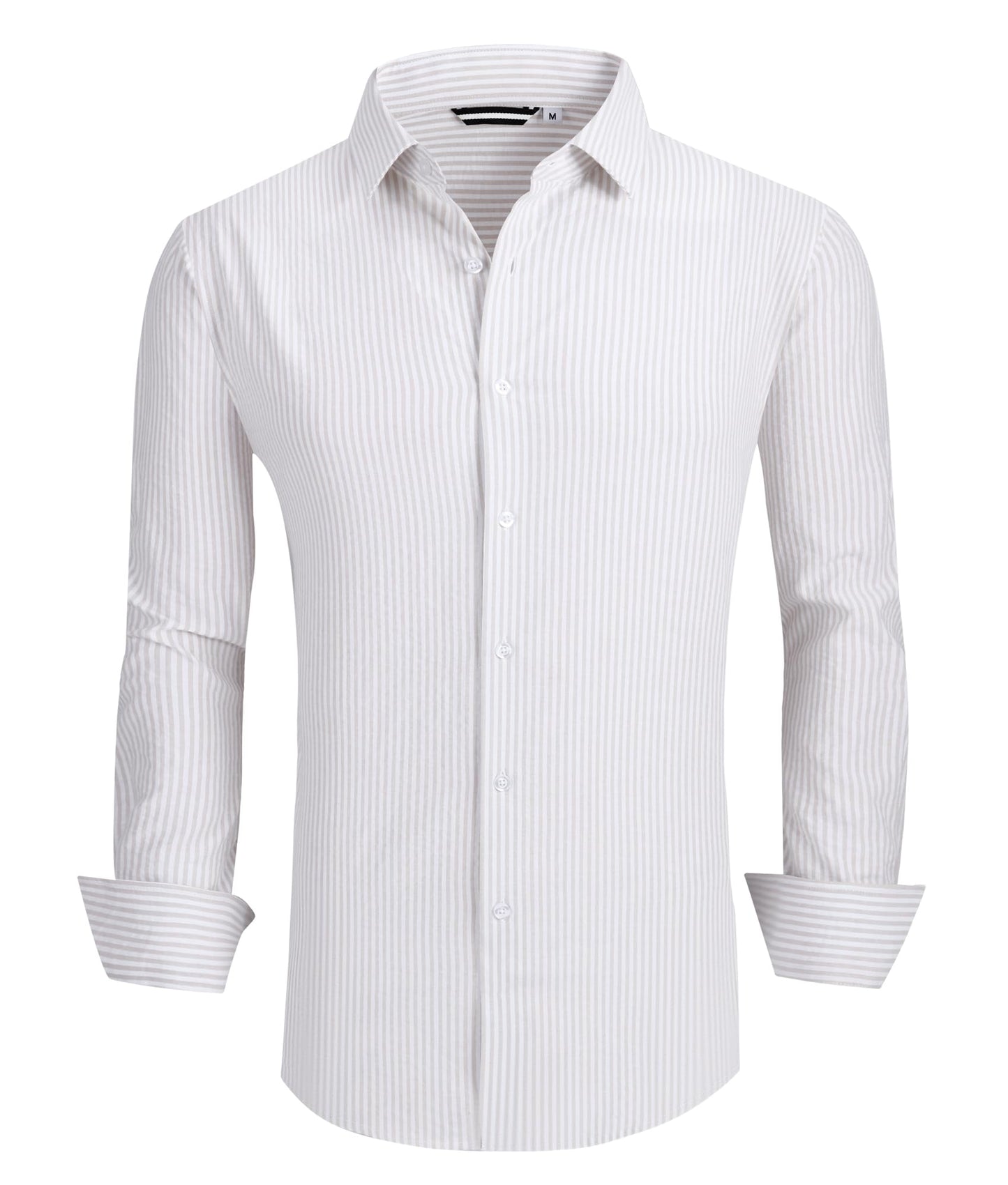 Alex Vando Mens Seersucker Dress Shirts Striped Business Casual Cotton Shirts for Men