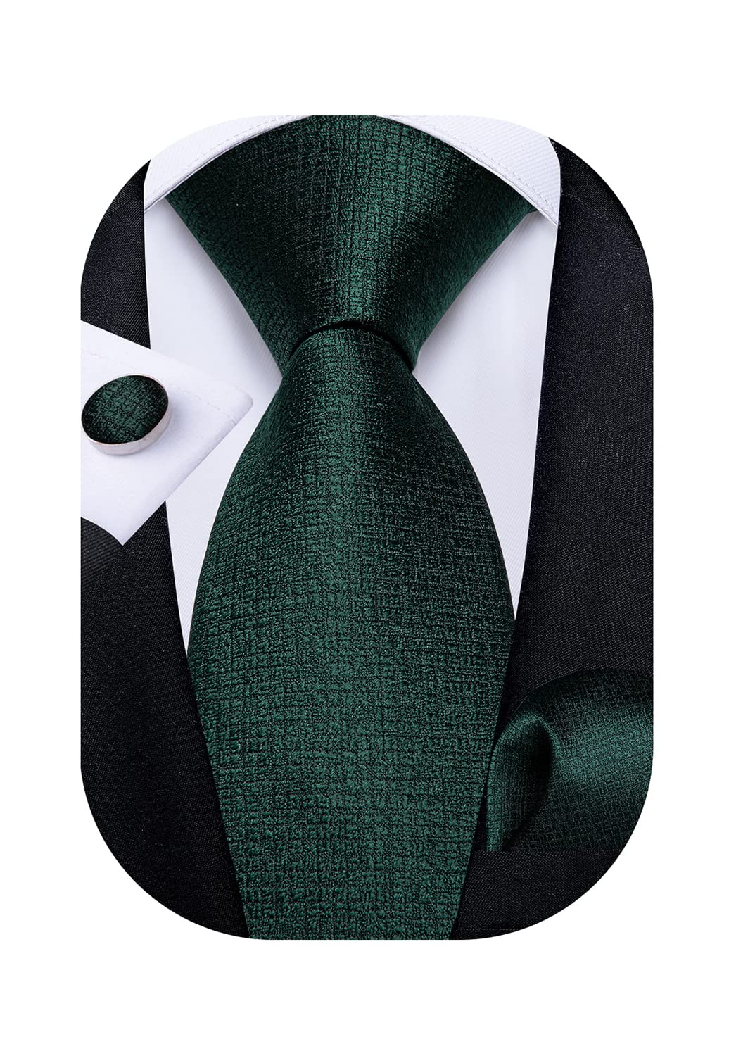 Mens Solid Color Tie and Pocket Square Set Woven Silk Plain Necktie & Handkerchief for Men Wedding Party Formal
