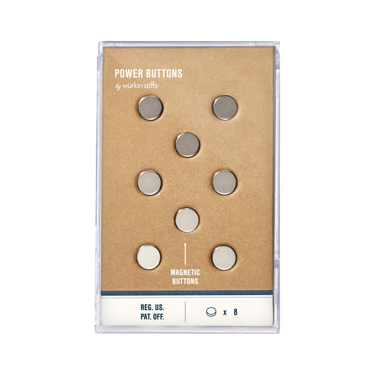 Würkin Stiffs Magnetic Power Buttons Pack of 8 | Magnets for Collar Stays in Storage Case | As Seen on Shark Tank