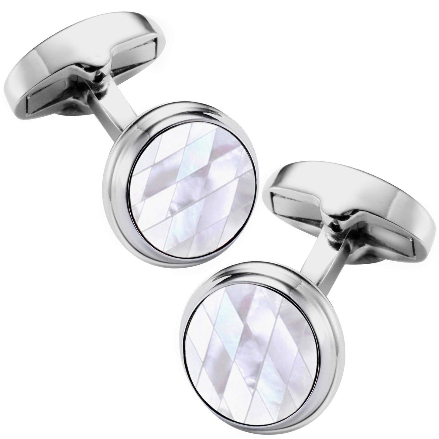 Handmade Classic Mother of Pearl Silver Cuff Links