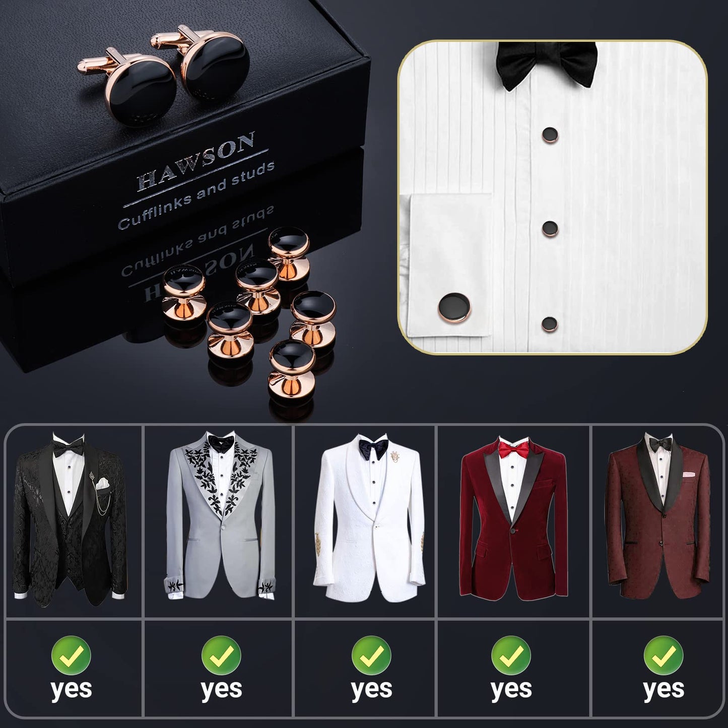 Men’s Cufflinks and Tuxedo Studs Set